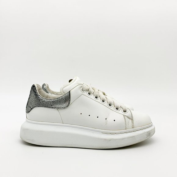 ALEXANDER MCQUEEN Metallic Leather Sneakers White - Picture 9 of 9
